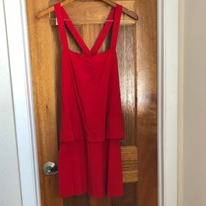 Susana Monaco red layered cross back mini dress